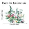 Tropical Green Leaves and Floral Wall Sticker Self-Adhesive Removable for Living Room Entryway Home Decor