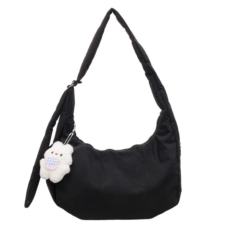 Korean fashion solid color shoulder bag 2026 new large-capacity casual dumpling bag versatile simple girl messenger bag