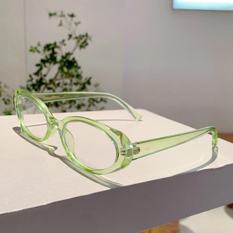 Oval Optical Frames Women Fashion Vintage Candy Color Decor Glasses Trendy Korean Style Non-prescription Casual Eyewear