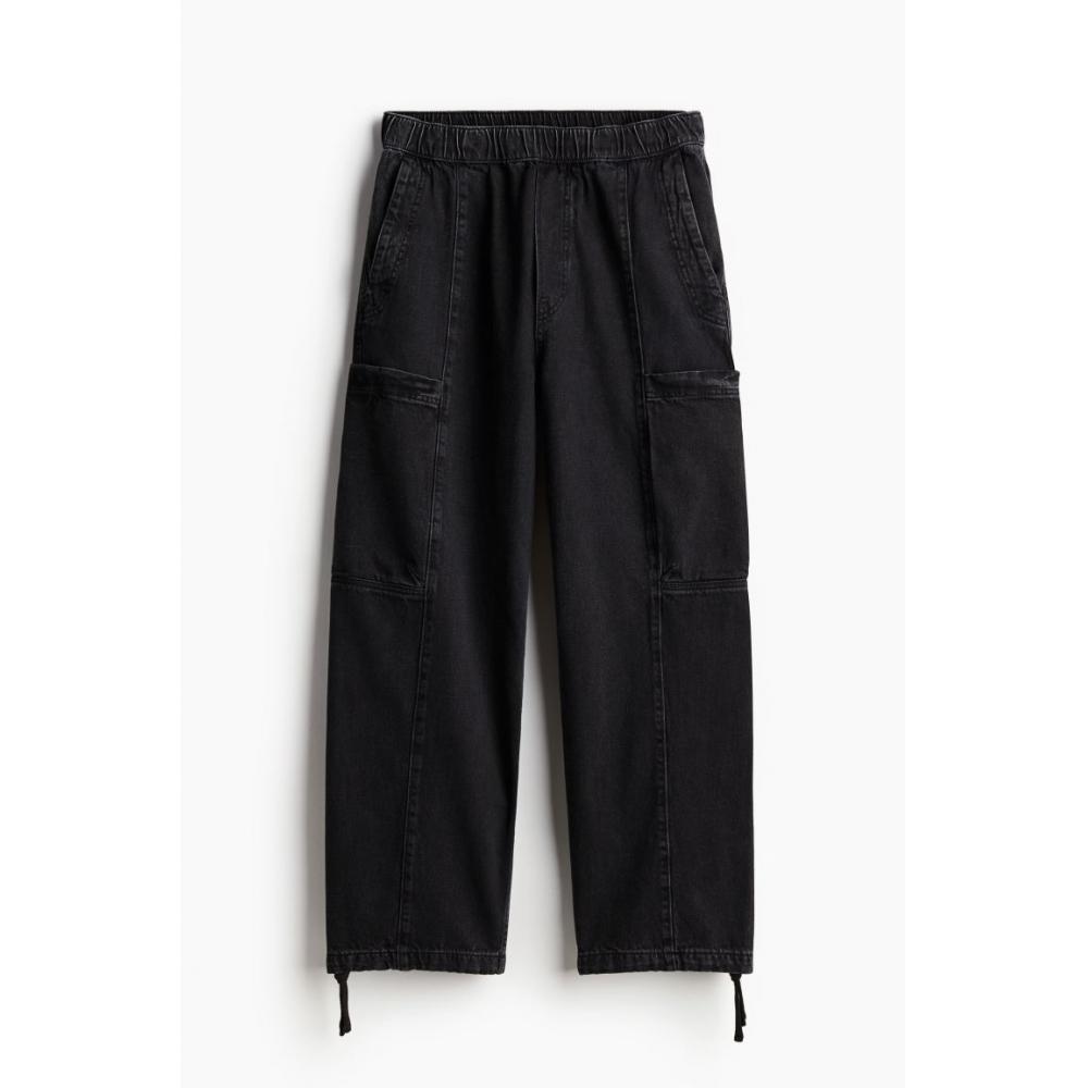 

БРЮКИ-КАРГО СВОБОДНОГО КРОЯ HM ЧЕРНЫЕ