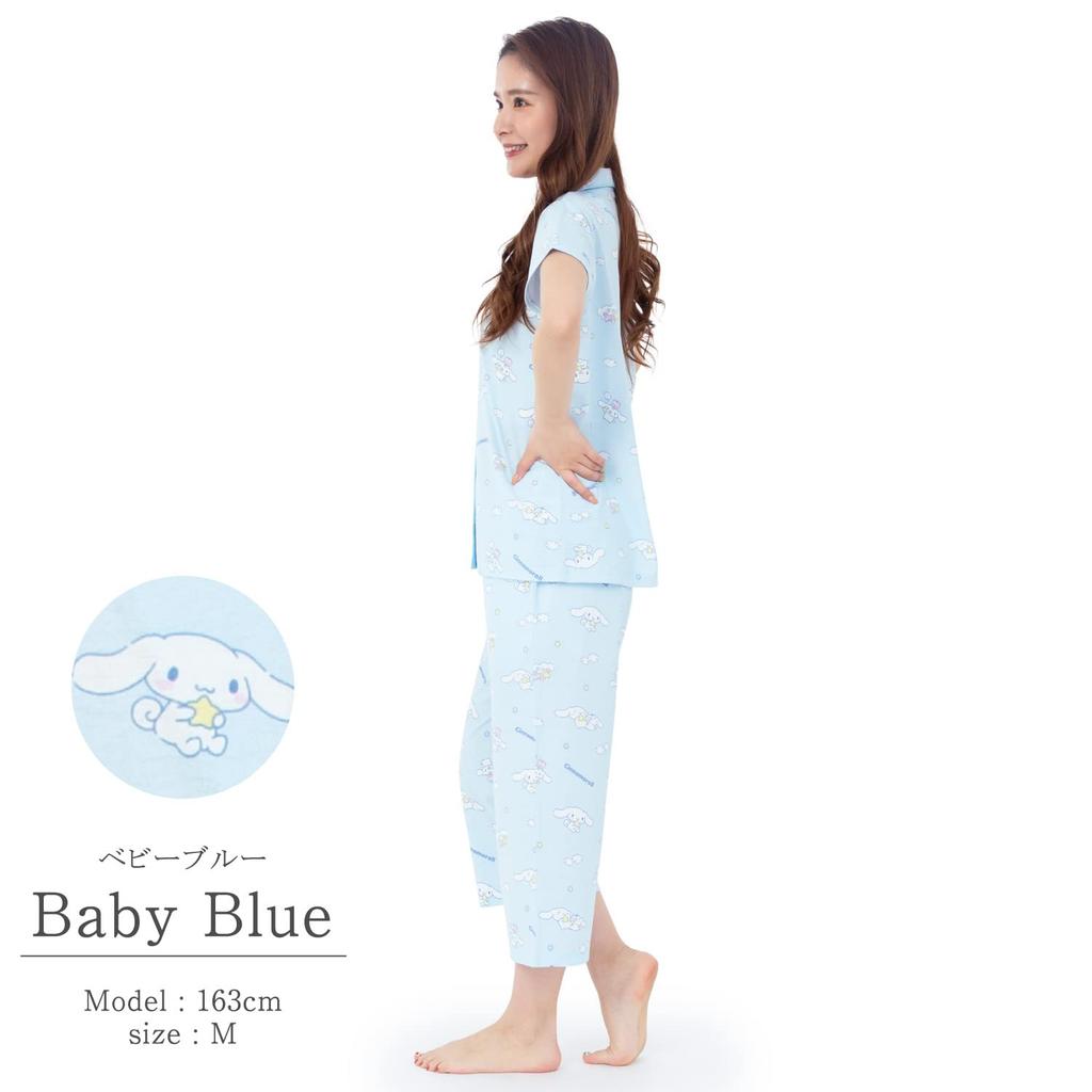 SAZAC Cinnamoroll Short Sleeve Jersey Pajama Set Women's (Baby Blue/M/SAN1697)