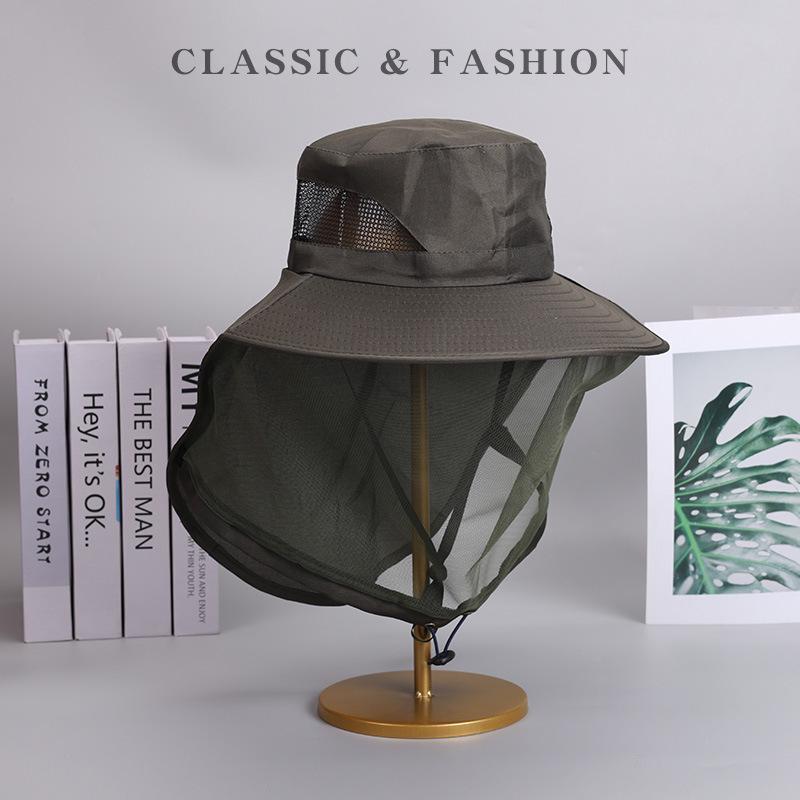 Men's Outdoor Mosquito Protection Fishing Hat with Face Shield and Bee Protection Mesh Mask.