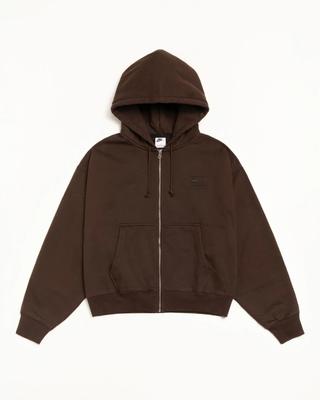 FJ9175-261 Stussy Bluza z kapturem na zamek z polaru z efektem sprania Ciemny Popiół (Rozmiar amerykański)