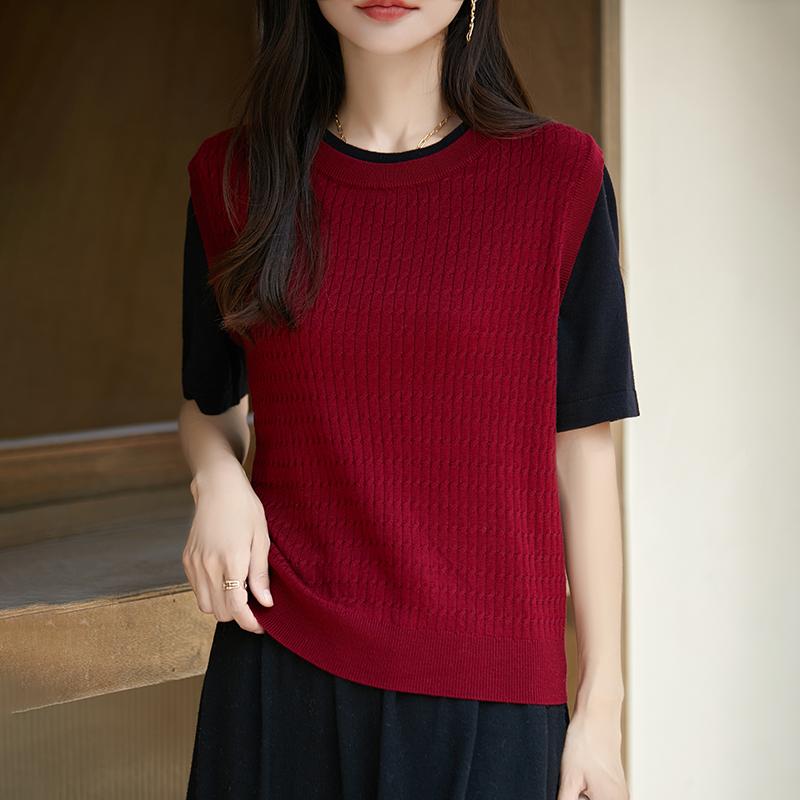 

Женский кашемировый жилет Qinghe кашемир 50% шерсть 50% шелк Женский осенне-зимний кашемировый жилет мягкий и теплый M красный