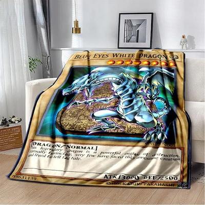 Anime Yu Gi Oh Kaart Gooi Deken Blauwe Ogen Witte Draak Anime Cartoon Zacht Pluche Deken Slaapkamer Sprei Home Decor