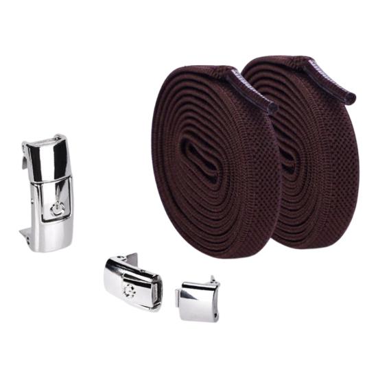 1 Pair 8mm No Tie Shoelaces Buckle Closing Opening Solid Color Flat Elastic Multipurpose Kids Adult Lazy Shoe Laces for Outdoor