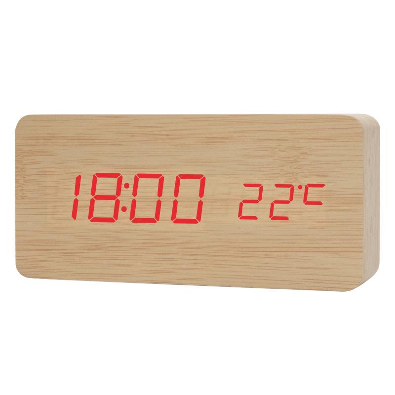 Silent LED Retro Wooden Alarm Clock - Creative and Luminous for Bedroom or Living Room