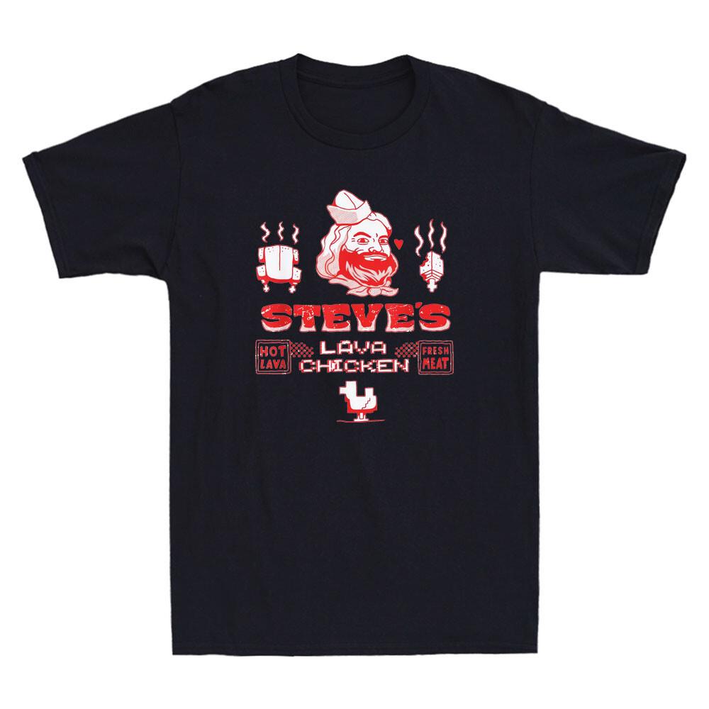 

Steve#039;s Lava Chicken Restaurant Funny Graphic Vintage Men#039;s Short Sleeve TShirt Unisex T-Shirt XXXXL