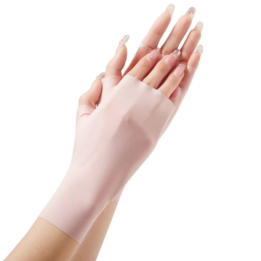 Thin Sun Protection Gloves Pure Color Anti-uv Fingerless Gloves Fashion Sunscreen Mittens  Summer