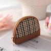 Layers Zipper with Key Chain Mini Houndstooth Wallet Women Coin Purse Card Holders Leather Bag