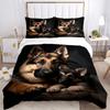 3pcs German Shepherd Dog Family Bedding Set - Includes One Quilt Cover and Two Pillowcases (No Core) - Home Decor Gift for Anime Lovers - Polyester Fa