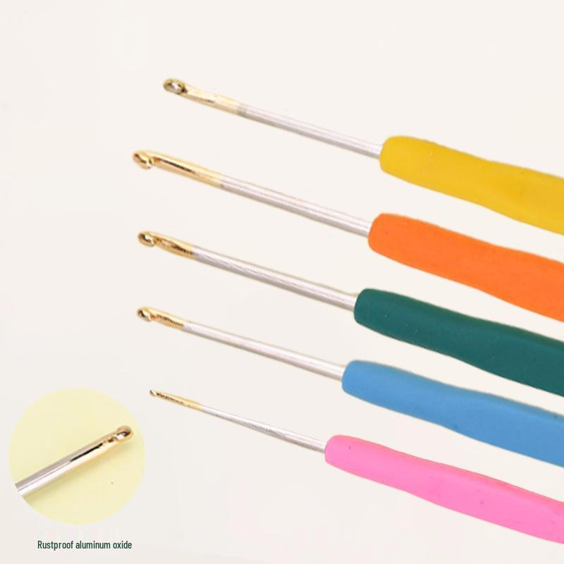 Candy-colored Crochet Hook with Gold-Plated Head - Soft Handle for DIY Sweaters, Shoes, and Hats