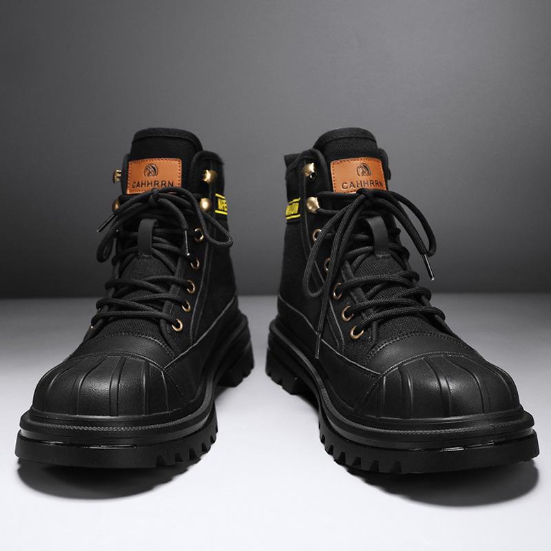 Men's Anti-Collision Shell Toe Martin Boots - Canvas Work Boots for Autumn/Winter 2023