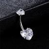 Stainless Steel Double Heart Belly Button Nail Creative Zircon Belly Button Ring Piercing Jewelry for Women