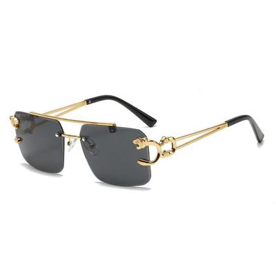 Unisex Square Frame Leopard Head Sunglasses, UV Protection, Trendy and High-End Feel