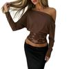 European & American One-Shoulder Lace Patchwork See-Through Cropped T-Shirt