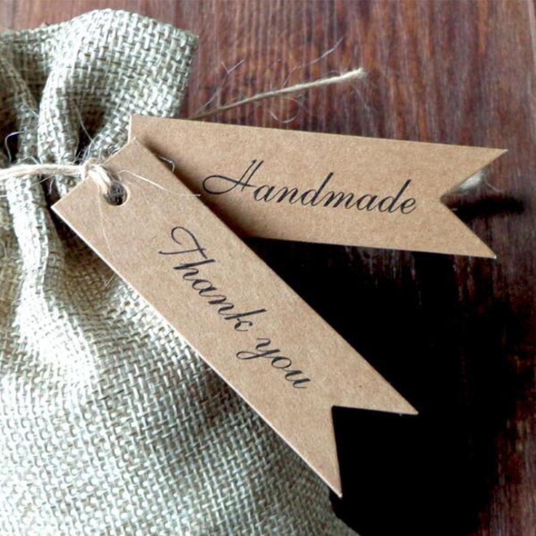 

100Pcs Спасибо Ручная работа Письма Бумага Ценник Подарок Декор Этикетка Закладки