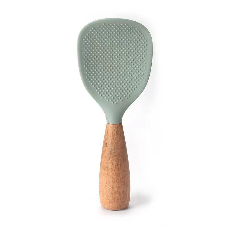 Silicone & Wood Non-Slip Heat Resistant Rice Serving Spoon