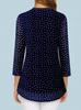 Women's European & American V-neck 3/4 Sleeve Printed Chiffon Loose Plus Size Top