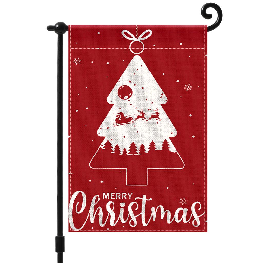 Red white Christmas treeGarden Flag 12x18 Inch Double Sided for Courtyard Outdoor Welcome Flag Decoration (Excluding flagpole)