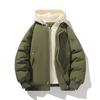 Winter New Fake Two Pieces Fashionable Loose Warm Cotton-padded Clothes Men and Women with The Same Hooded Jacket