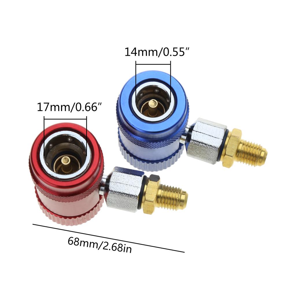 Pair A/C Air Condition Quick Coupler Adapter High Low Manifold Connector R1234YF Brass AC Manifold Gauge