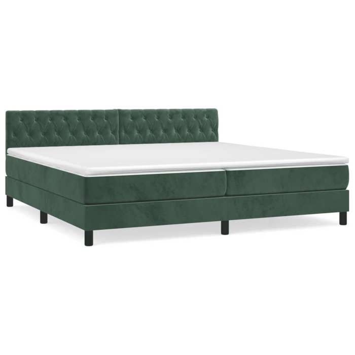 VidaXL Divan Bed and Mattress Dark Green 200x200cm Velvet - Model 3141506