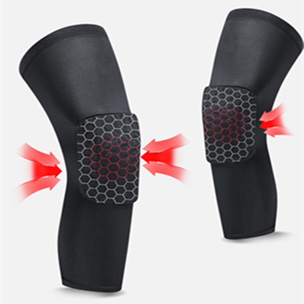 2pcs Compression Long Sleeve Support Leg Knee Pad Brace Sport Pain Guard Size L