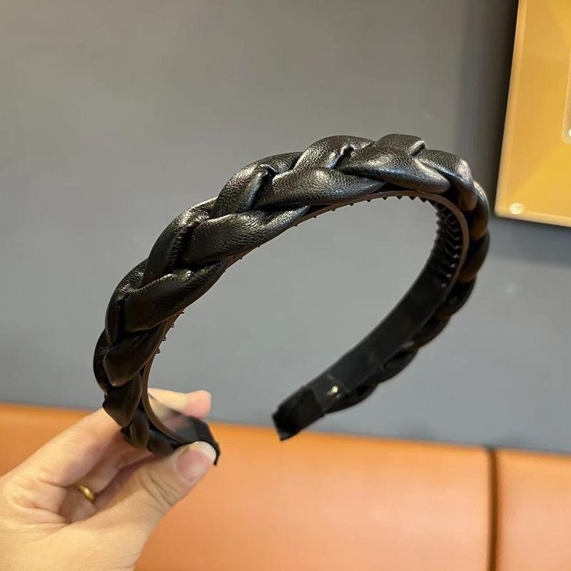 Women Headpiece Braided Twill Cloth Headband for Lady Girls Shopping Face Wash Head Hoop Non Slip Teethed Hairband for Her