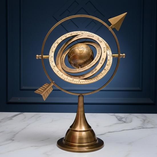 Brass Armillary Sphere, Zodiac Arrow Globe, Nautical Brass Armillary Sphere  Style Globe for Office Home