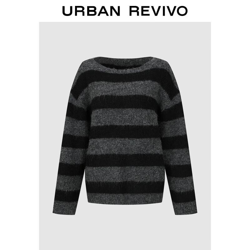 

UR Women s Casual Black Stripe V-Neck Knit Sweater S