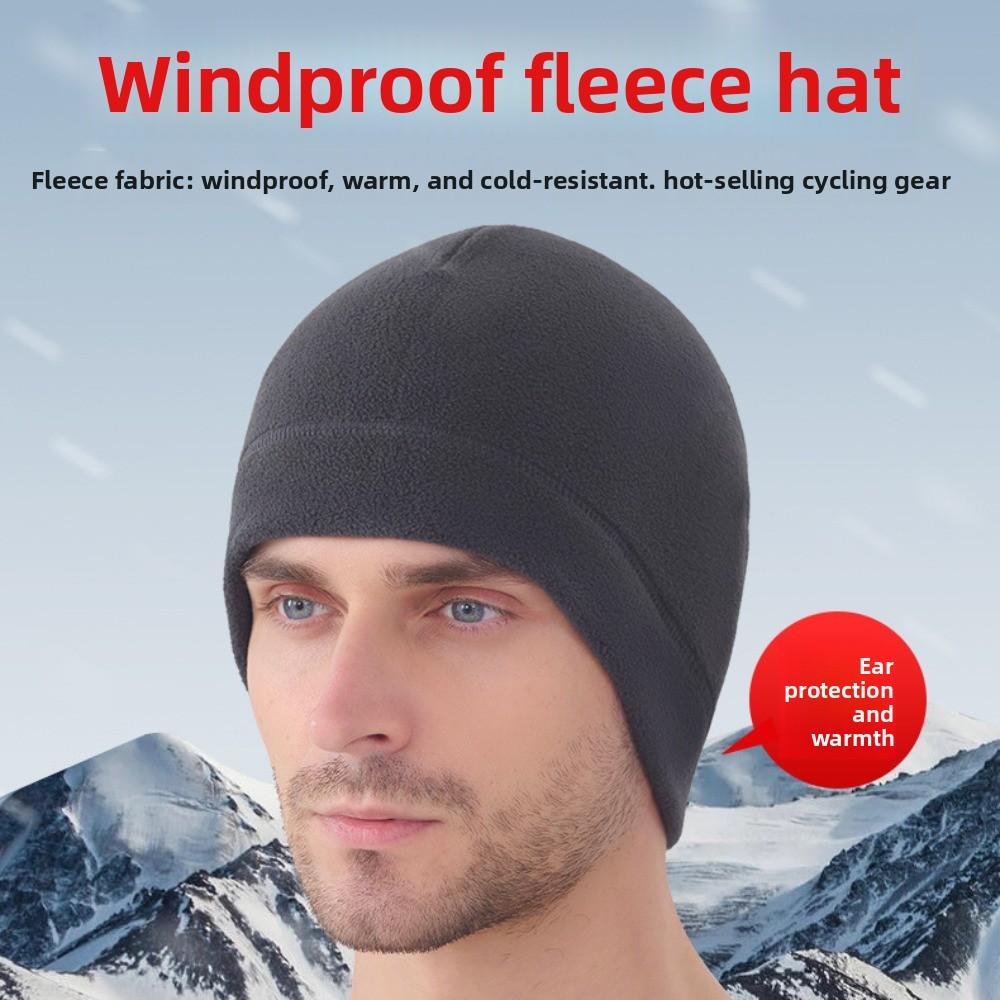 Polar Fleece Winter Running Hats Solid Color Outdoor Warm Hat  Winter Autumn
