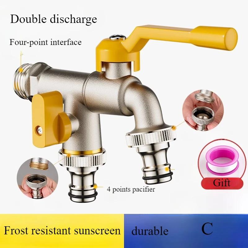 

4 точки полностью медный наружный кран антифриз один в два из двора сад двойной водный уличный цветочный кран