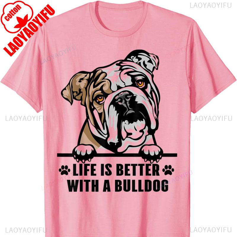 Bulldog Dad Funny English Bulldog Lover Gift TShirt Harajuku Shirts for Clothing Graphic T Shirts Aesthetic Clothes Tops Unisex