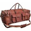 Brown Leather Duffle Bag Leather Duffel Bag 32 inch Large Travel Bag Gym Sports Overnight Weekender Bag brown