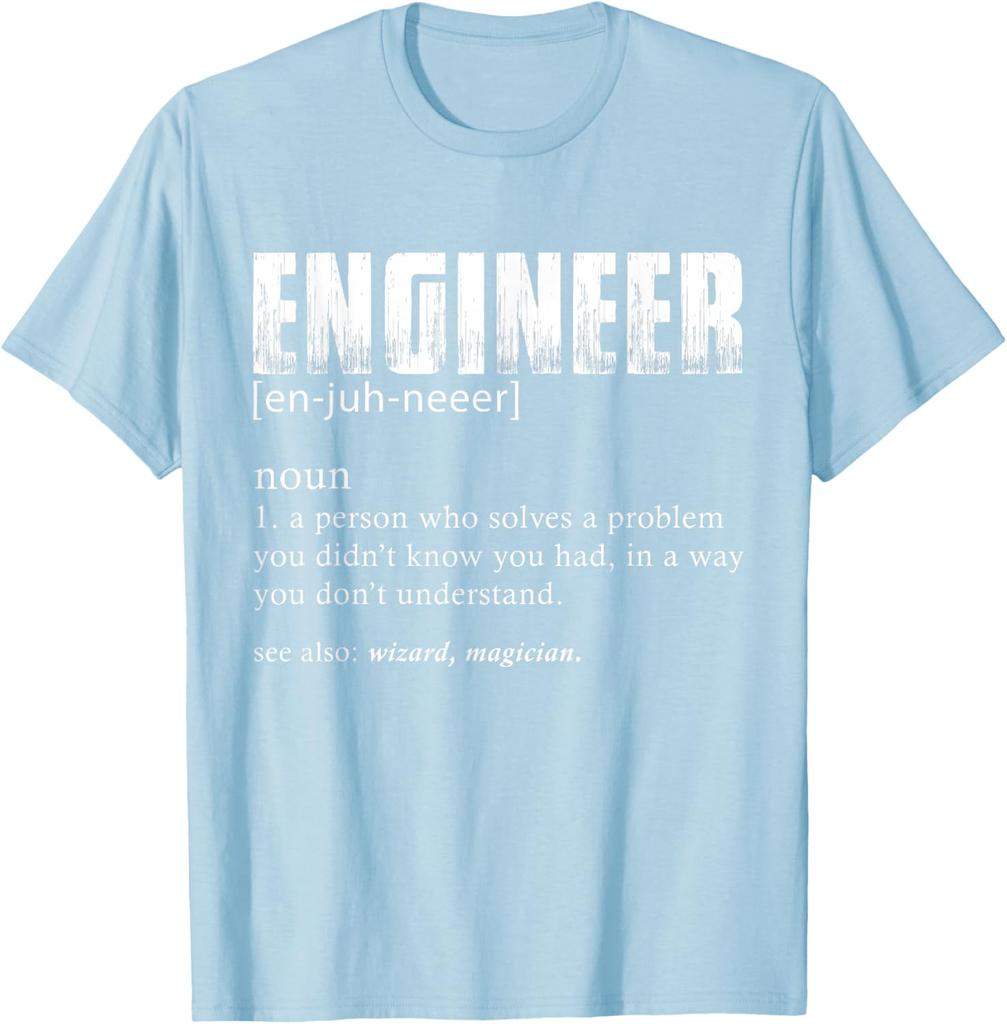 Engineer Definition Funny Noun T Shirt Soft Cotton Graphic Tee for Men Casual Sports