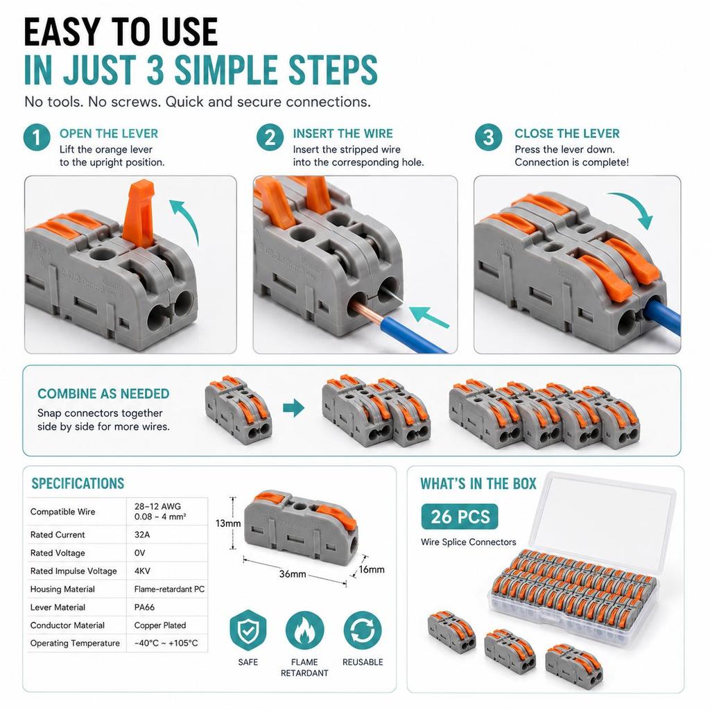 Wire Compact Connector Wire Connection Junction Box Quick Connector