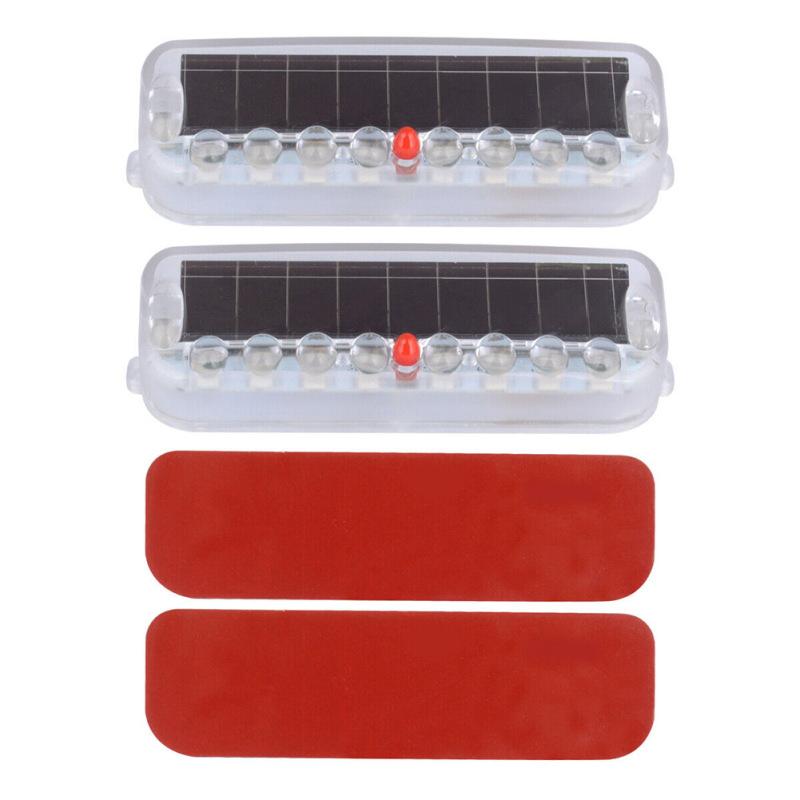 2pcs Car Strobe Light Wiring-free Solar Alarm Lights Led Warning Security System Flash Lamp