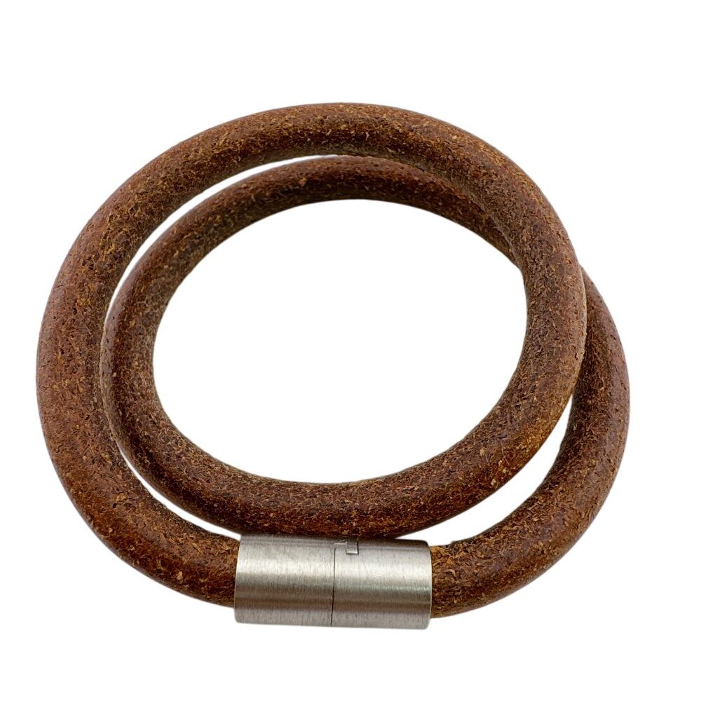 HERMES leather Iota choker Silver leather Used