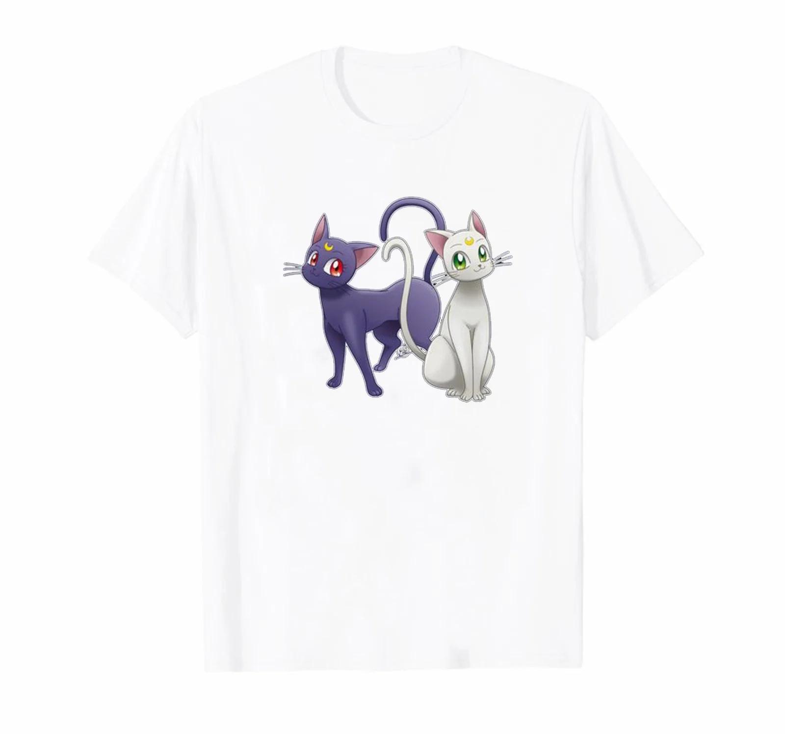 

Cute Cat Luna & Artemis T-Shirt 100% Cotton O-Neck Summer Short Sleeve Casual Mens T-shirt Size S-3XL S