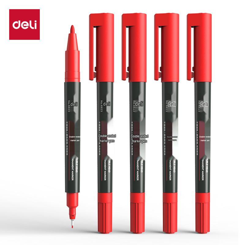Deli 6823 Double-Ended Oil-Based Marker for Kids, Fine Tip Outlining Pen