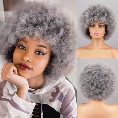 Synthetic Fiber Afro Short Curly Fluffy Wigs for Women Soft Black Blonde Red Gray Gold Kinky Curly Wig Daily Party