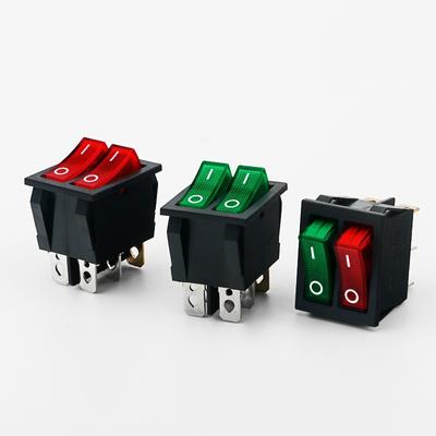 5pcs Double Red Light Rocker Switch 2*SPST On-Off 6 Pin 30x22mm 2 Way Boat Rocker Switch 110V/120V/250V KCD6