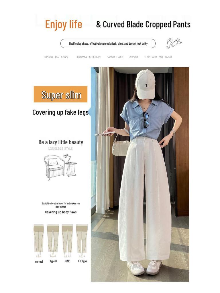 Women's High-Waisted Slimming Cropped Wide-Leg Trousers for Spring 2026 - Pear Shape Fit