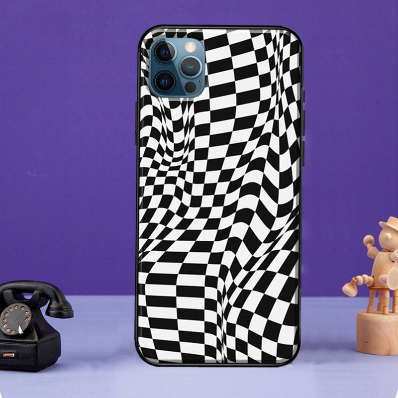 Szalony Wzór Szachownicy Etui na Telefon Dla iPhone 11 14 13 Pro Max XS XR X SE 2020 5S 6S 7 8 Plus 12 mini Tylna Pokrywa