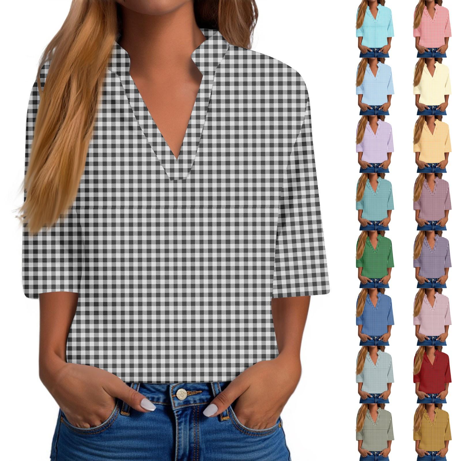 

Women s Fashion Casual V-neck 3/4 Shirt Pullover Top M рожевий