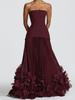 Rochie de seară elegantă, stil cross, bandeau, lux ușor, cu tiv plisat floral 3D, mărimea 26
