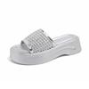 Fashion Platform Platform Slippers Women's Fashion Round Toe Open Toe Woven Strap Anti-slip Wear-resistant Kitten Heel Shoes