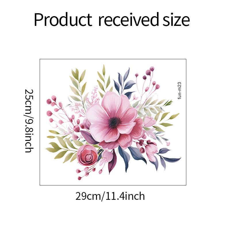 

Розовые цветы Зеленое растение Туалет с ванной комнатой Ванная комната Домашнее украшение Наклейка на стену 25*29CM/fun-m23