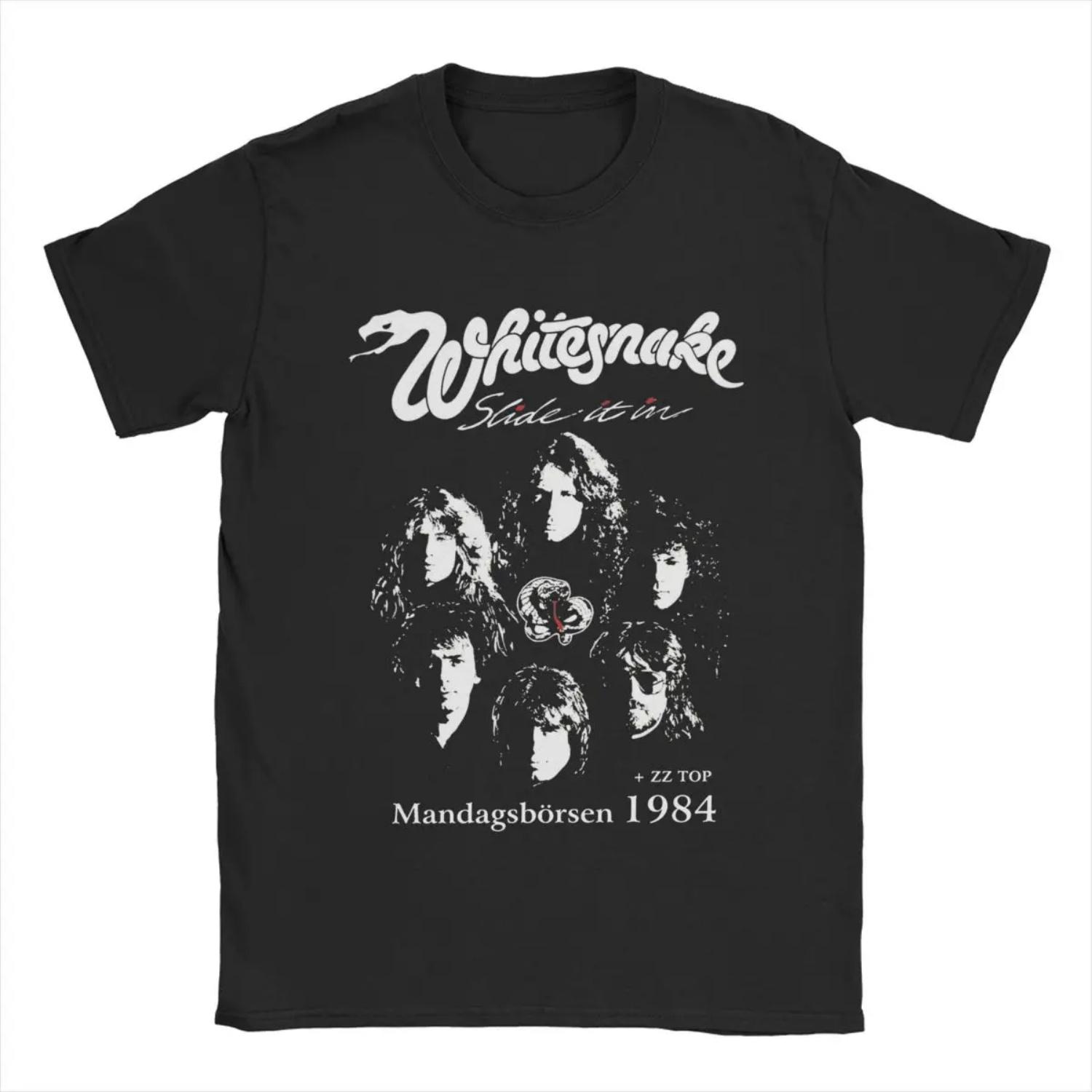 

Retro Love Rock Tour 1984 Whitesnake Band Men T Shirt Vintage Tee Shirt Short Sleeve Crew Neck T-Shirts Cotton Plus Size Clothes XXXL чорний